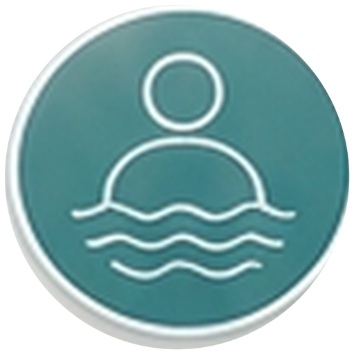 Line illustration of a person inside a water droplet with a leaf